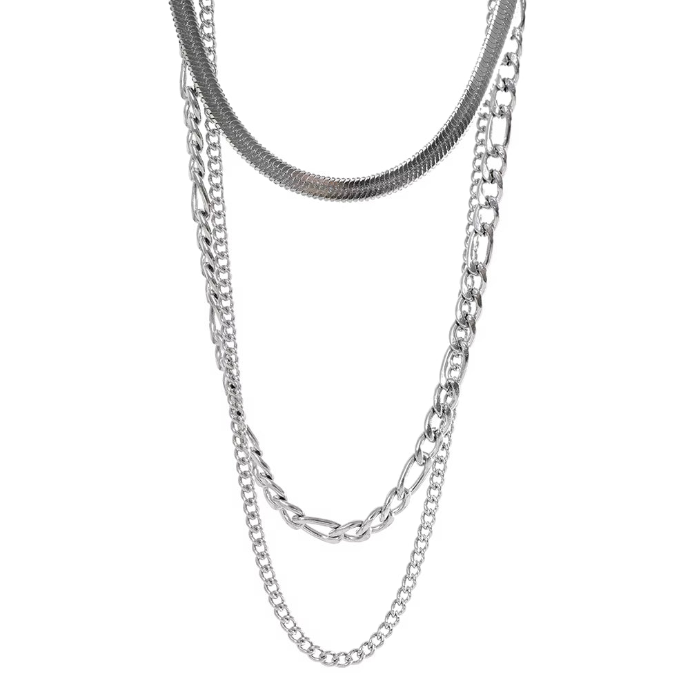 Stainless Steel Chain Layered Necklace Separated Set for Women Statement Golden Metalic Waterproof Collar Necklace Jewelry