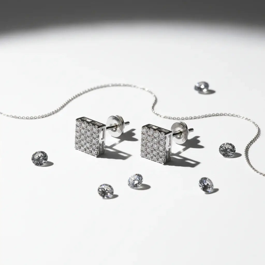 Sterling Silver Moissanite Stud Earrings Diamond Earrings S925