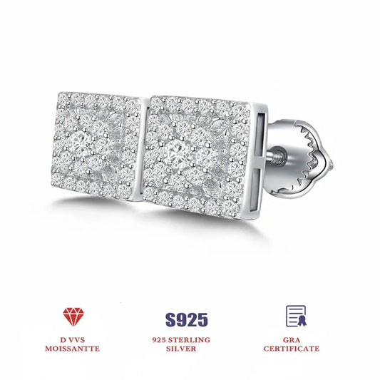 Sterling Silver Moissanite Stud Earrings Diamond Earrings S925