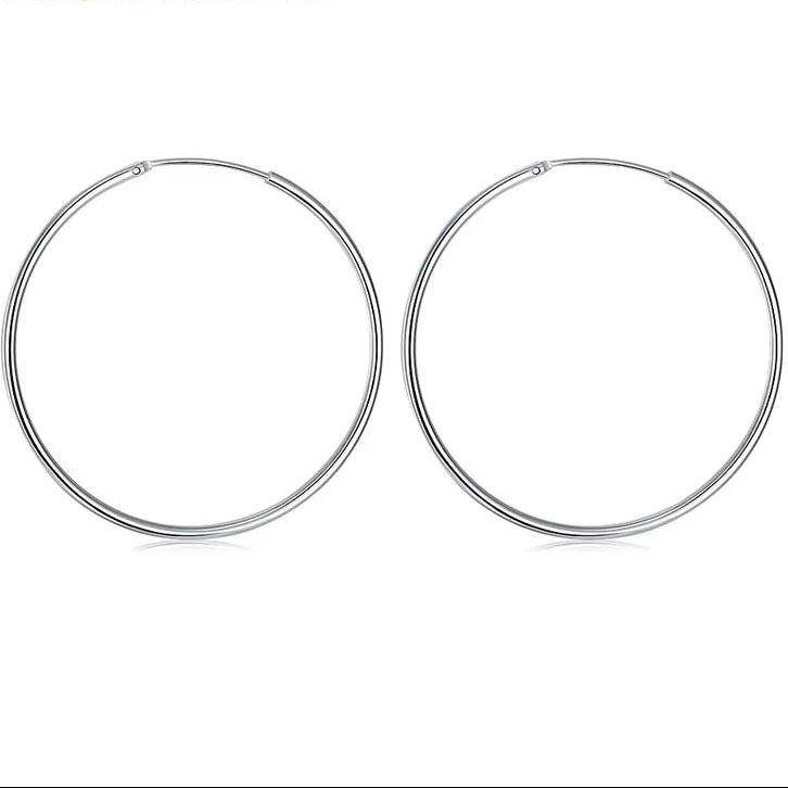 925 Sterling Silver Hoop Earring for Women 35/50/60MM Big round Circle Earrings Jewelry Gift