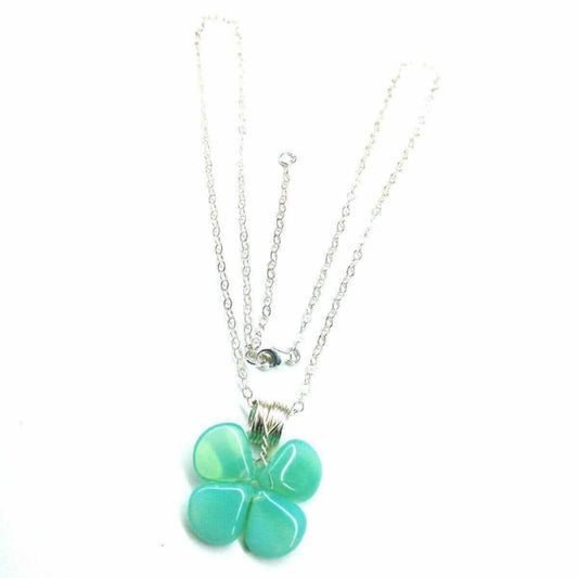 Mint Green Beaded Clover Necklace