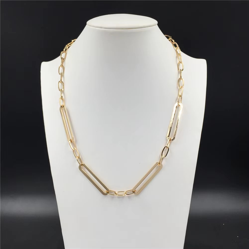 High Quality Layered Necklace Gold Color Fashion Chain with Square Linked Necklace for Women Friendship Jewelry