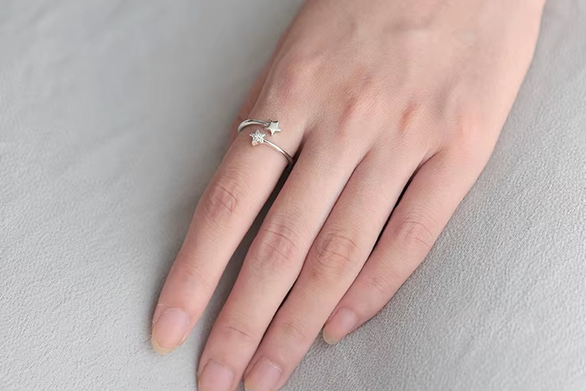 925 Sterling Silver Rings for Women Star Open Ring Hypoallergenic Sterling Silver Jewelry Gifts for Girls