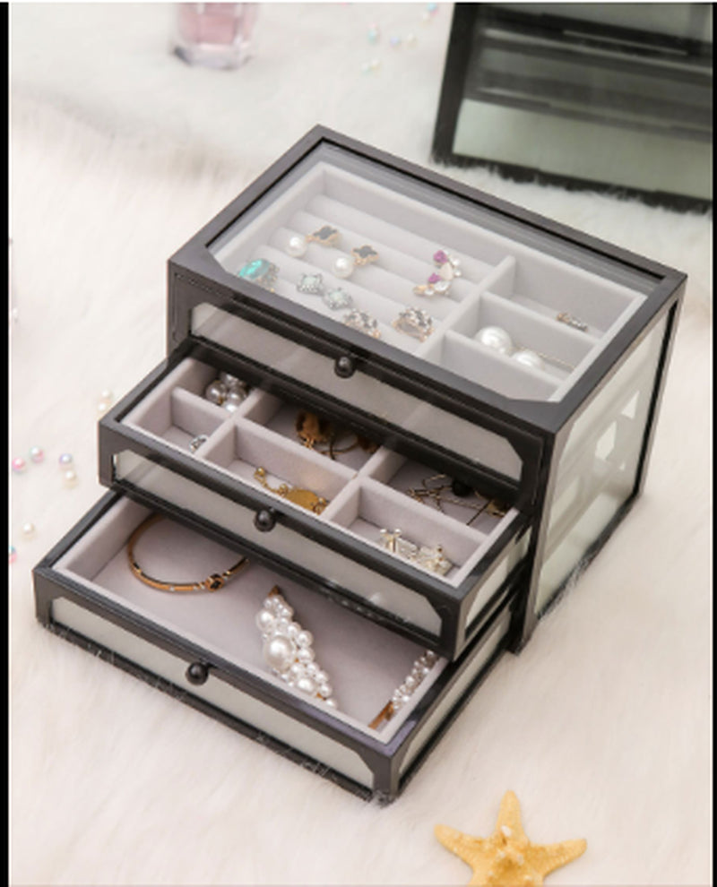 Vintage Copper Glass Desktop Storage Box