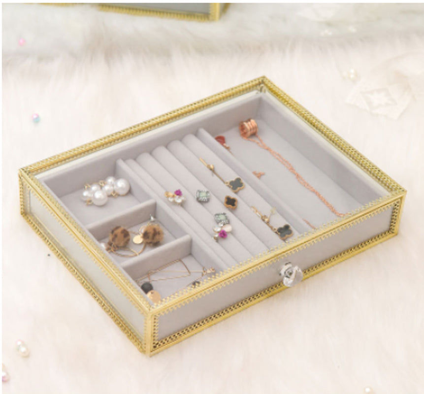 Vintage Copper Glass Desktop Storage Box