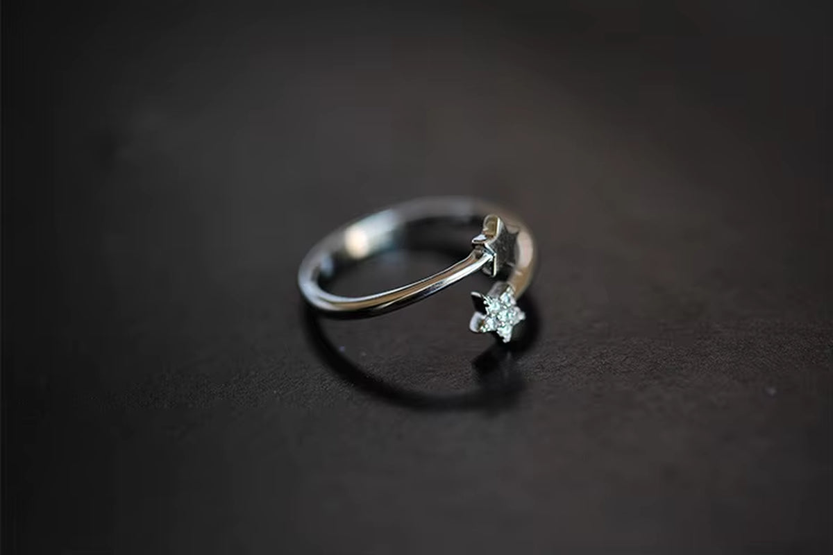 925 Sterling Silver Rings for Women Star Open Ring Hypoallergenic Sterling Silver Jewelry Gifts for Girls