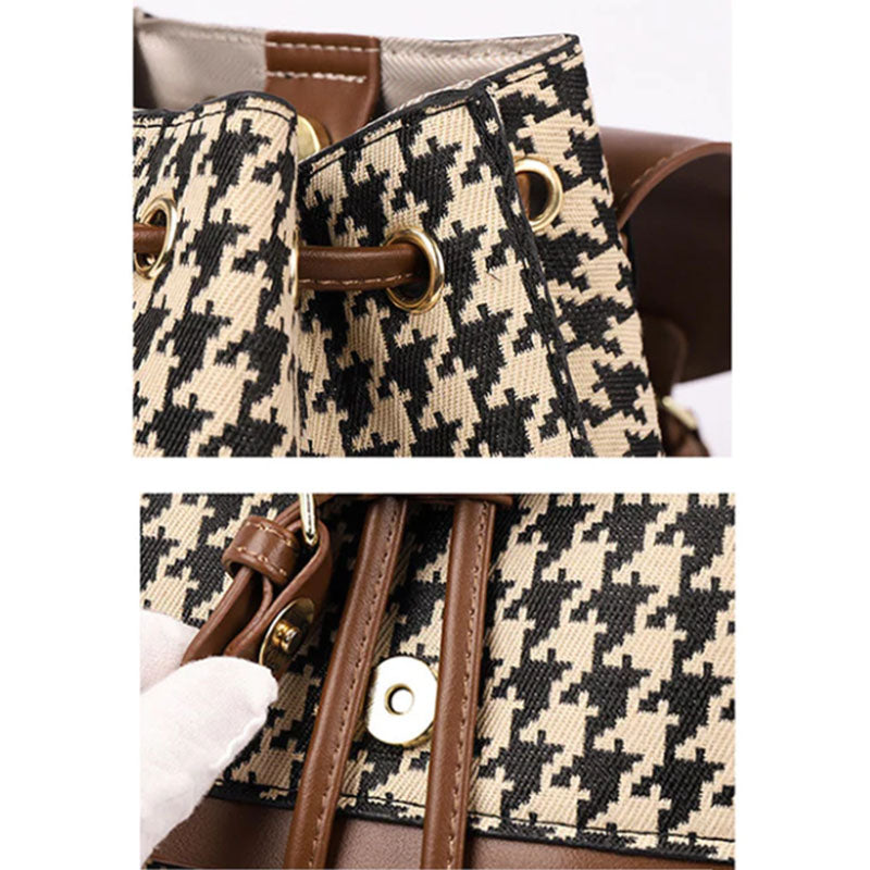 Stylish Houndstooth Backpack for Women - High Capacity Travel Bag for Girls