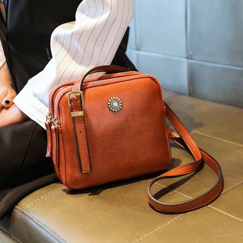 2024 Vintage-Inspired Women's Square Shoulder Bag - Designer Crossbody Handbag with Multiple Compartments