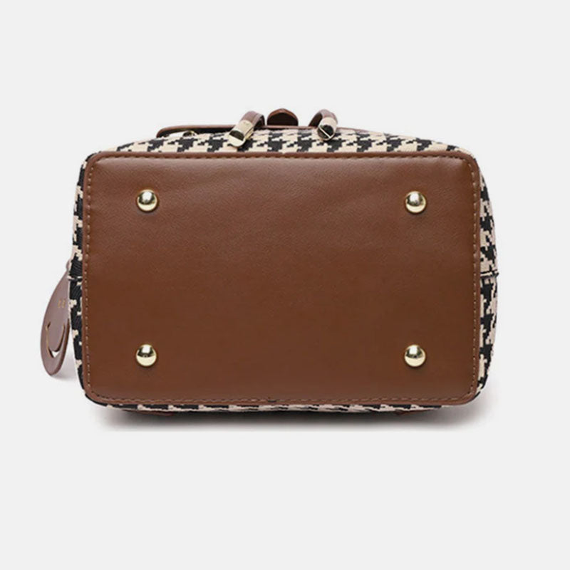 Stylish Houndstooth Backpack for Women - High Capacity Travel Bag for Girls