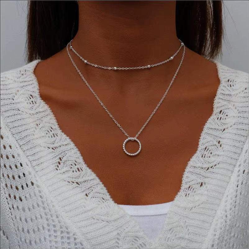 Tenande Bohemian Multi Layered Necklace for Women Vintage Water Drop Coin Star Moon Pendant Necklace Geometric Collier Collares