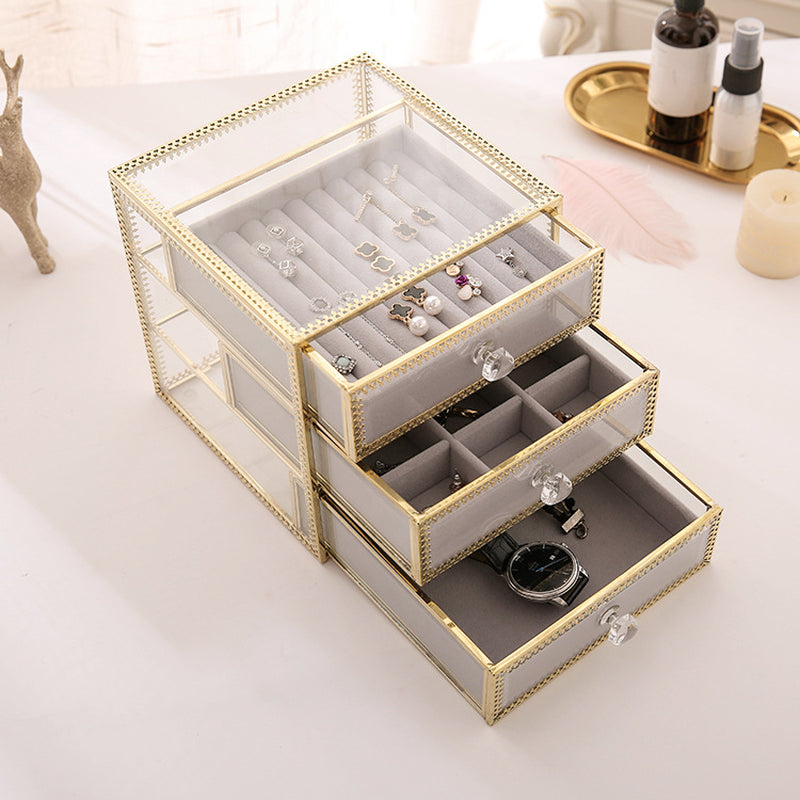 Vintage Copper Glass Desktop Storage Box