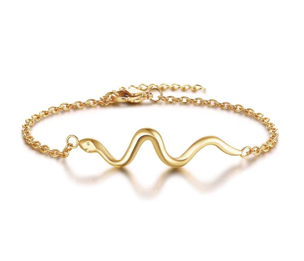 Women Minimalism Thin Chain Cross Crescent Moon Star Bracelet, Stainless Steel Female Adjustable Link Stacked Layered