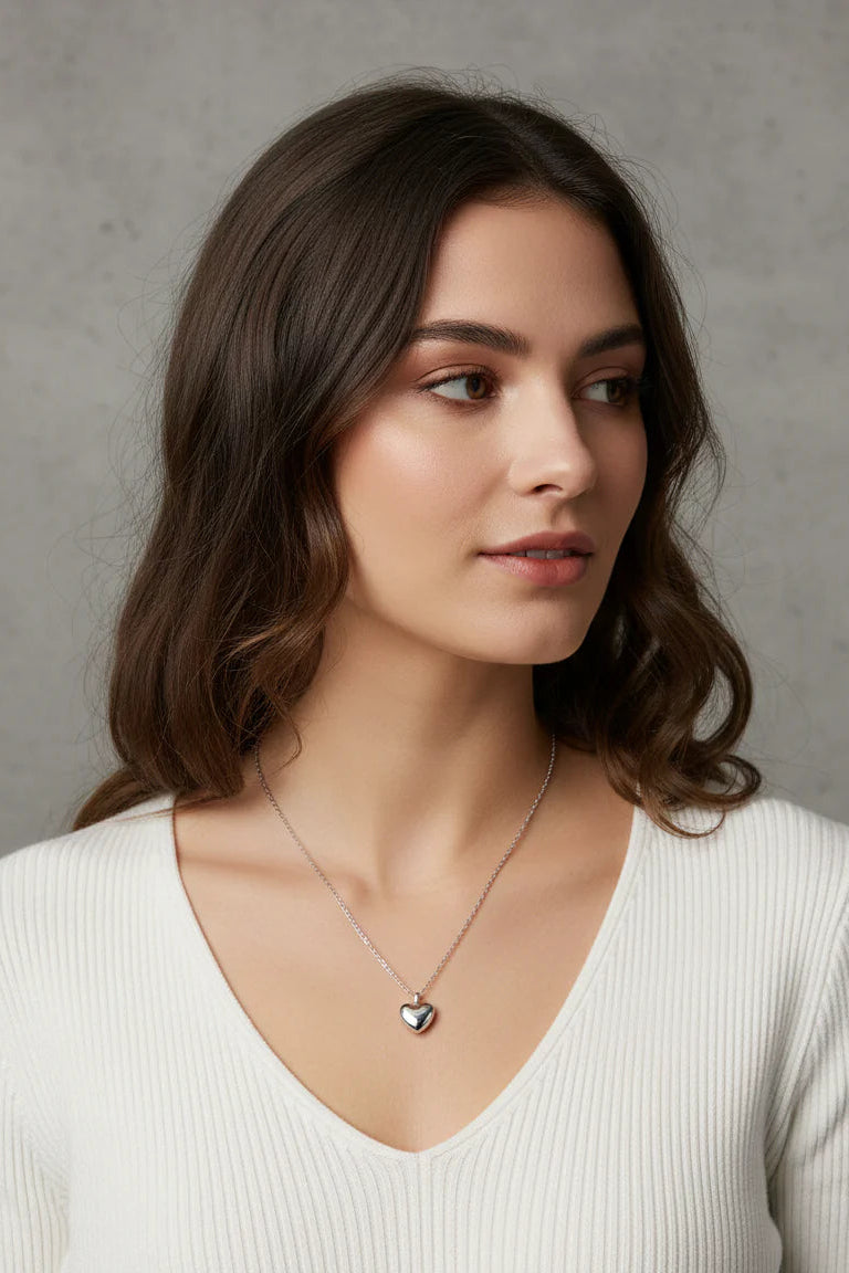 Stainless Steel Silver Heart Necklace for Women