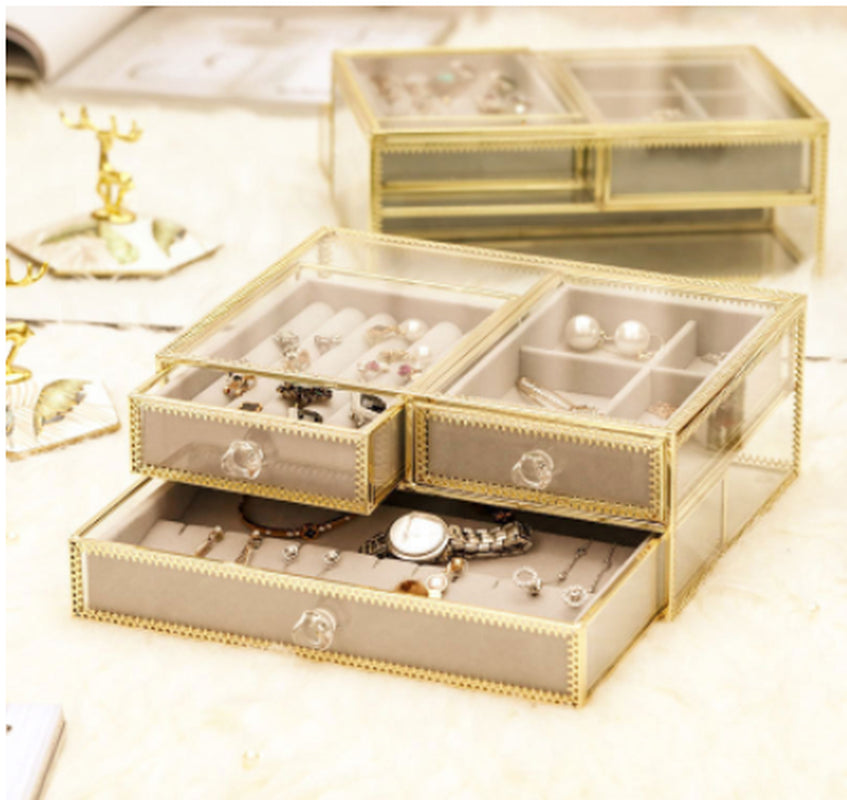 Vintage Copper Glass Desktop Storage Box