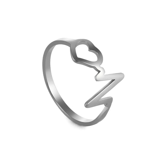Heartbeat Women's Stainless Steel Minimalist Heart Ring - Elegant Fashion Jewelry for Engagement and Wholesale Opportunities