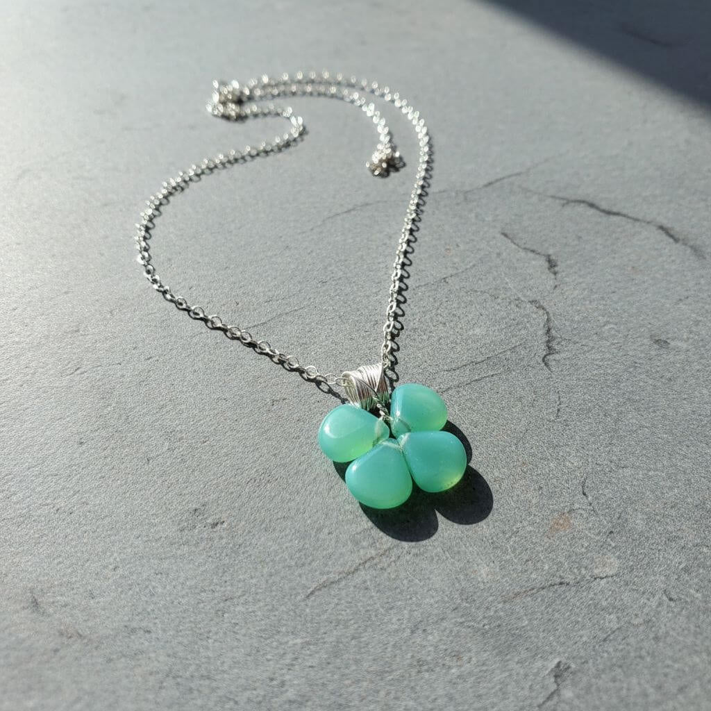 Mint Green Beaded Clover Necklace