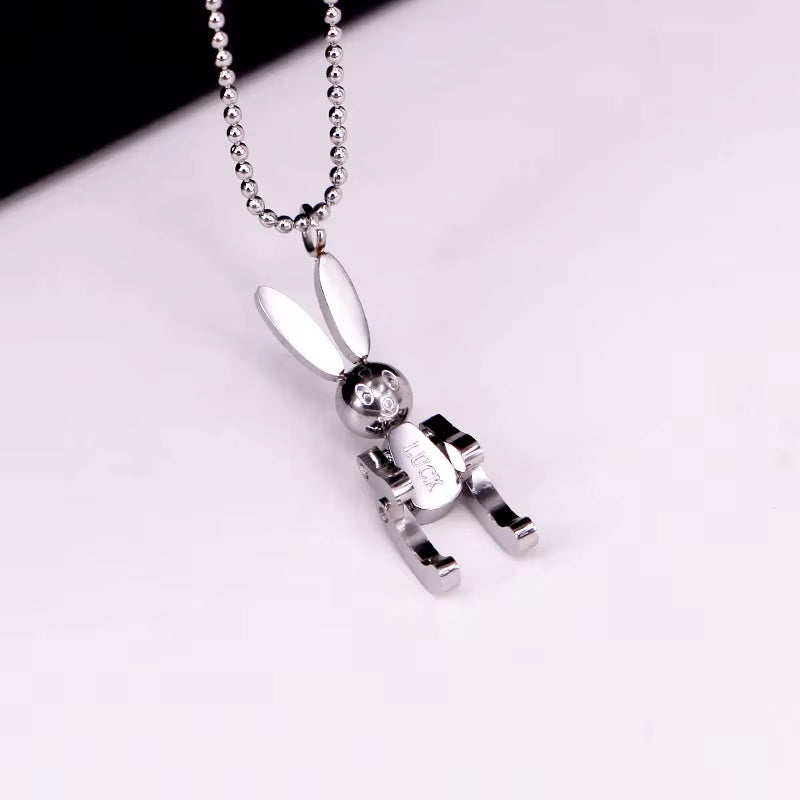 Trendy Mobile Rabbit Pendant Necklace Yellow Gold Color 316L Titanium Steel Jewelry Woman Gift Never Fade Hypoallergenic