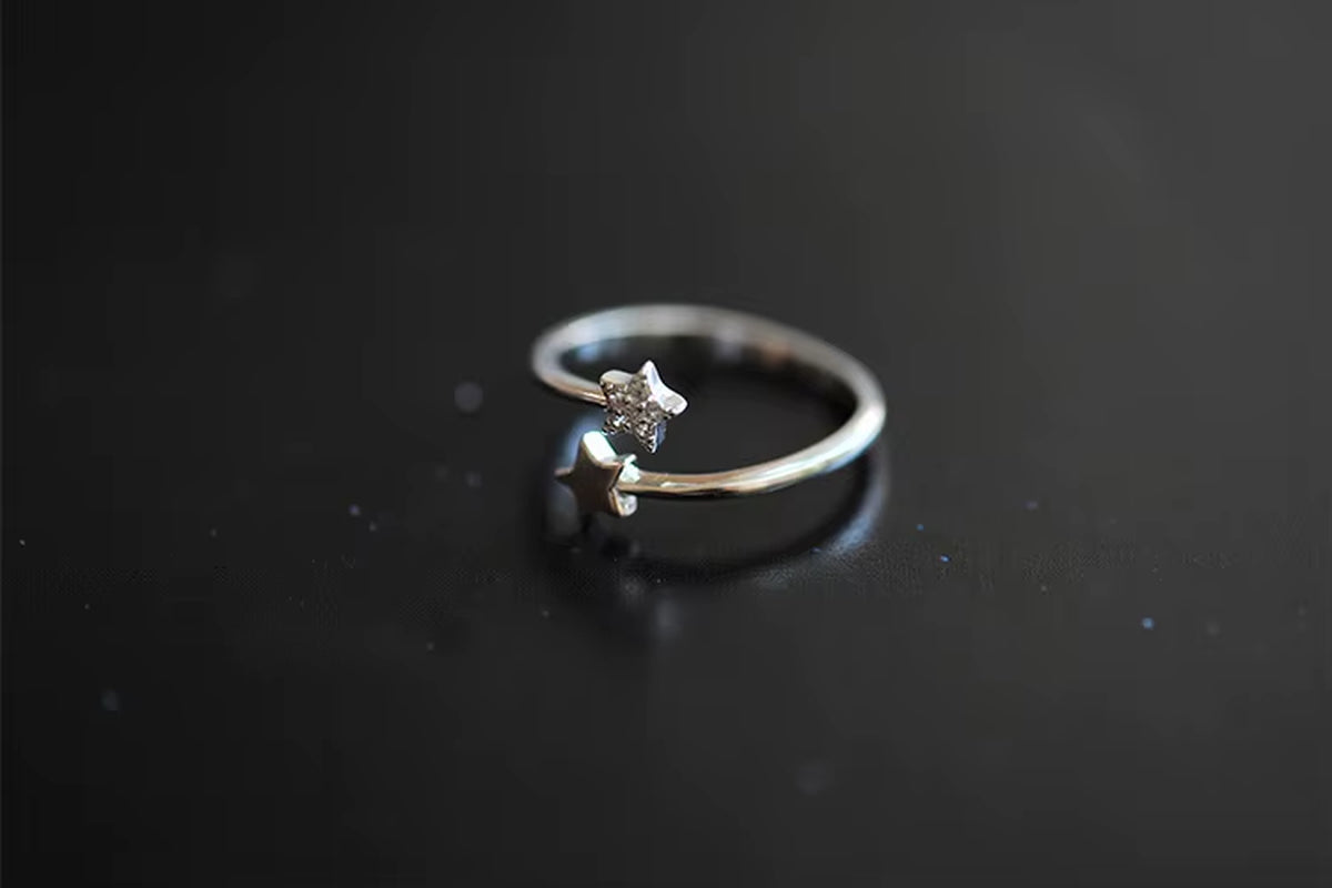 925 Sterling Silver Rings for Women Star Open Ring Hypoallergenic Sterling Silver Jewelry Gifts for Girls
