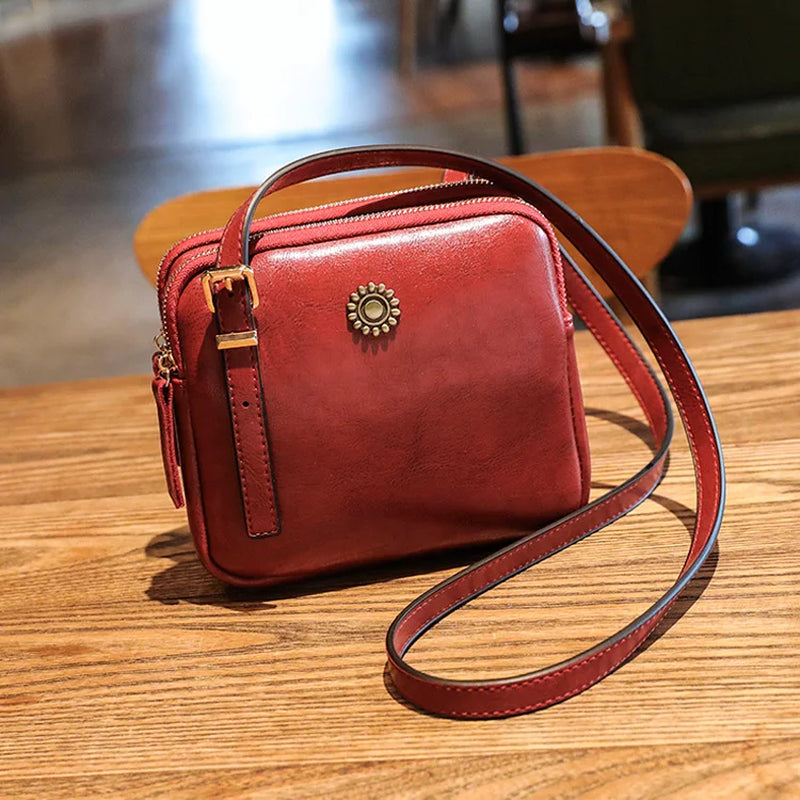 2024 Vintage-Inspired Women's Square Shoulder Bag - Designer Crossbody Handbag with Multiple Compartments