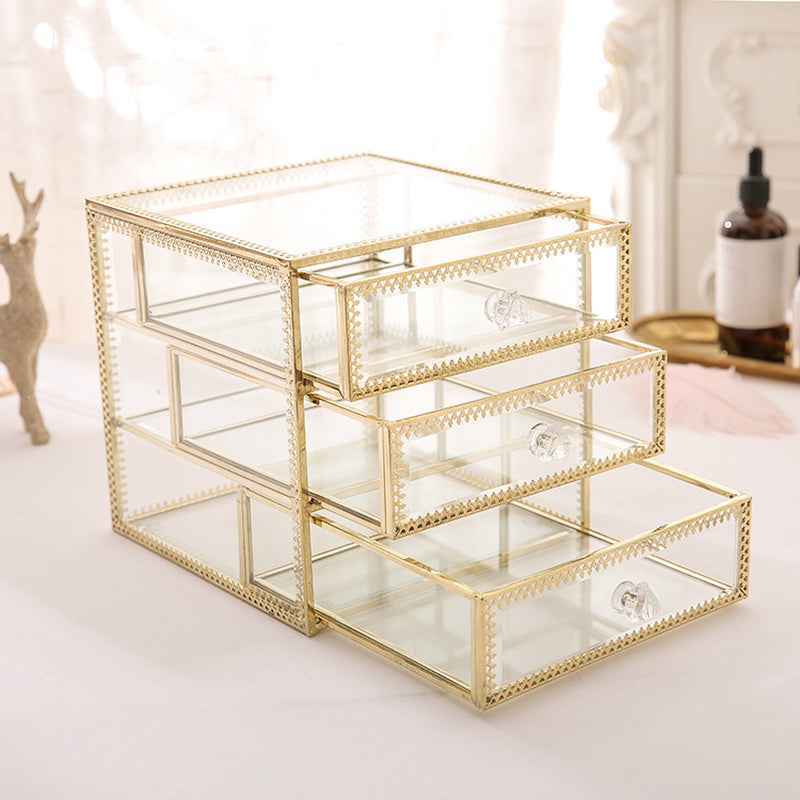 Vintage Copper Glass Desktop Storage Box
