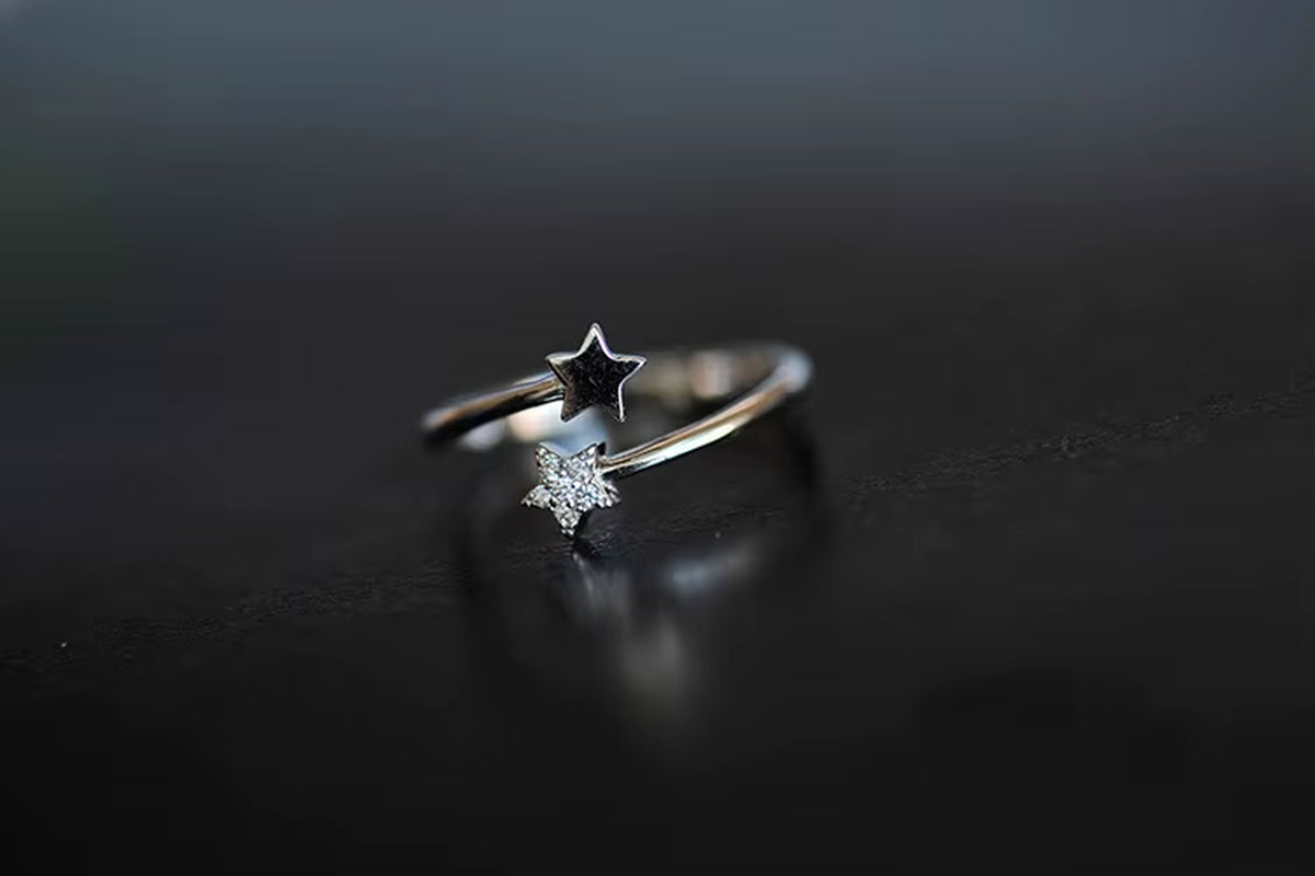 925 Sterling Silver Rings for Women Star Open Ring Hypoallergenic Sterling Silver Jewelry Gifts for Girls