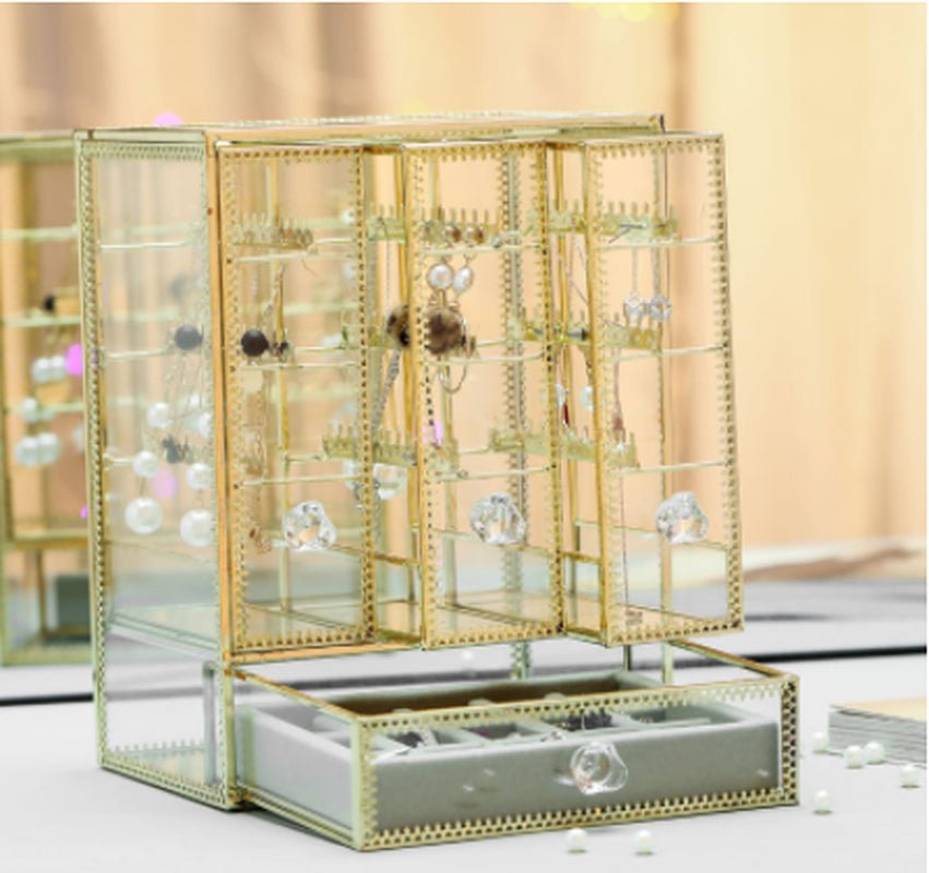 Vintage Copper Glass Desktop Storage Box