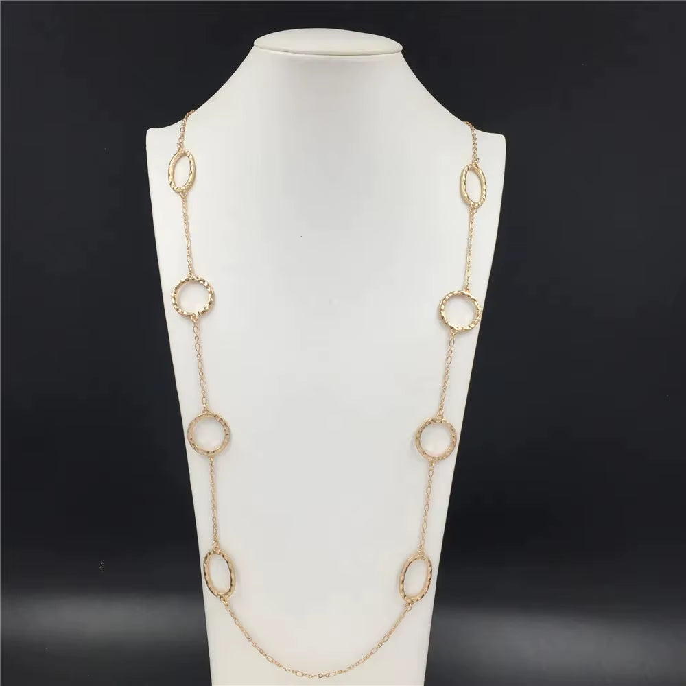 High Quality Layered Necklace Gold Color Fashion Chain with Square Linked Necklace for Women Friendship Jewelry