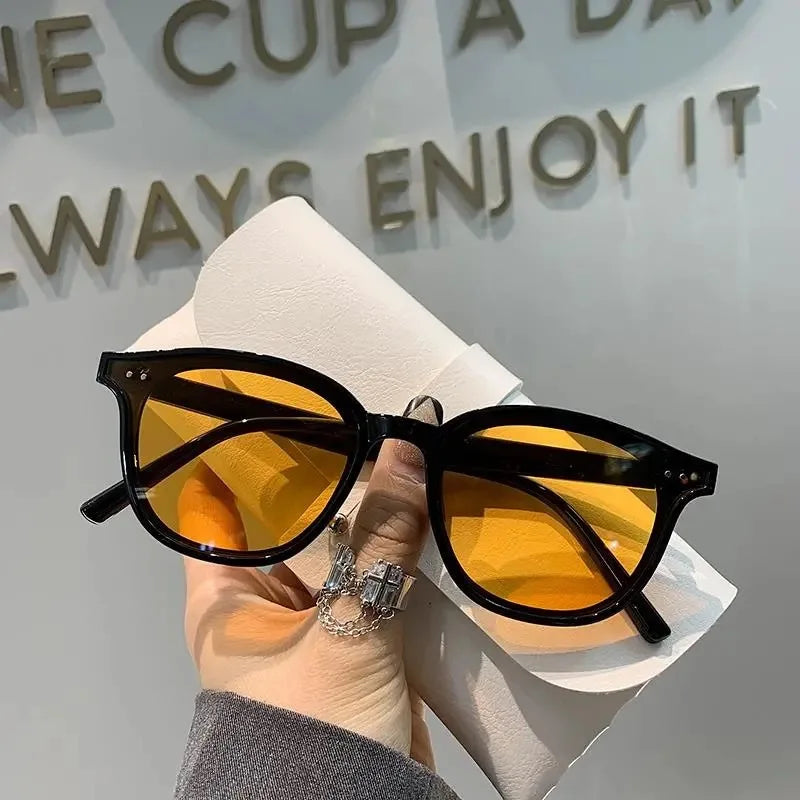 Luxury Unisex Square Sunglasses with Yellow Lenses - Timeless Retro Style for Men and Women