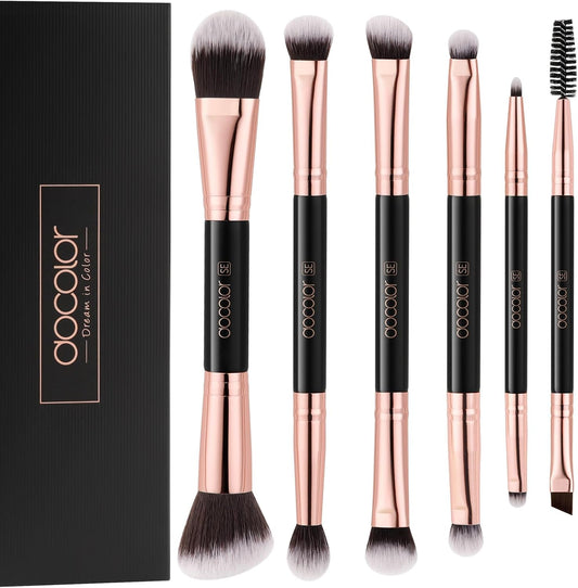Makeup Brushes 6Pieces Double Sided Makeup Brushes Set Professional Foundation Eyeshadow Travel Make up Brushes Kits