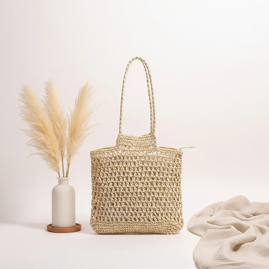 Vacation Beach Bag Shoulder Hollow Out Cutout Out Straw Bag Special Interest Design
