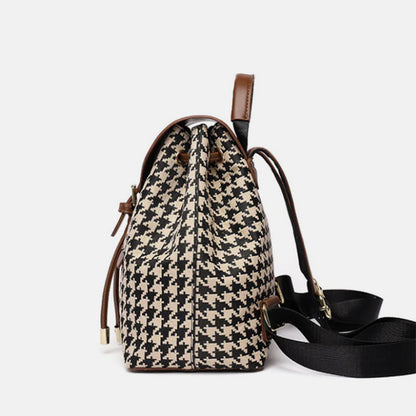 Stylish Houndstooth Backpack for Women - High Capacity Travel Bag for Girls