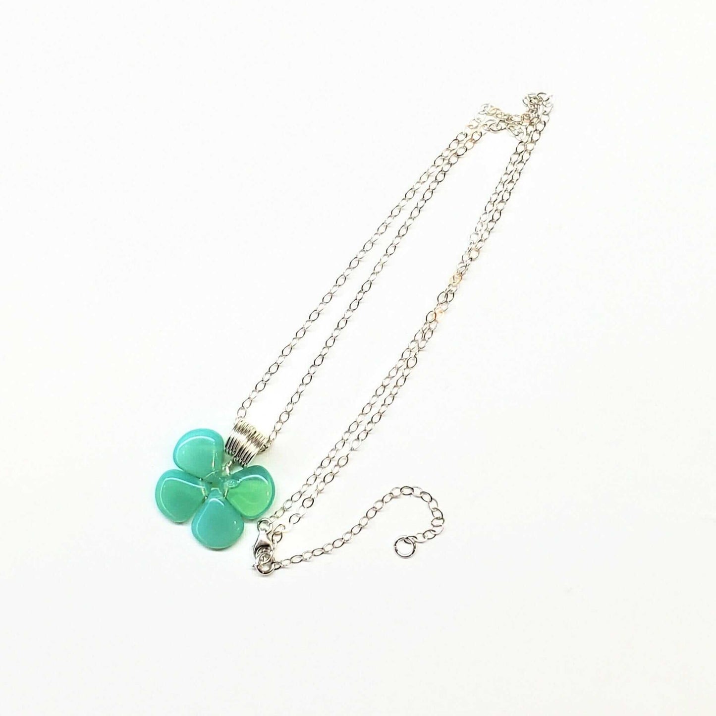 Mint Green Beaded Clover Necklace