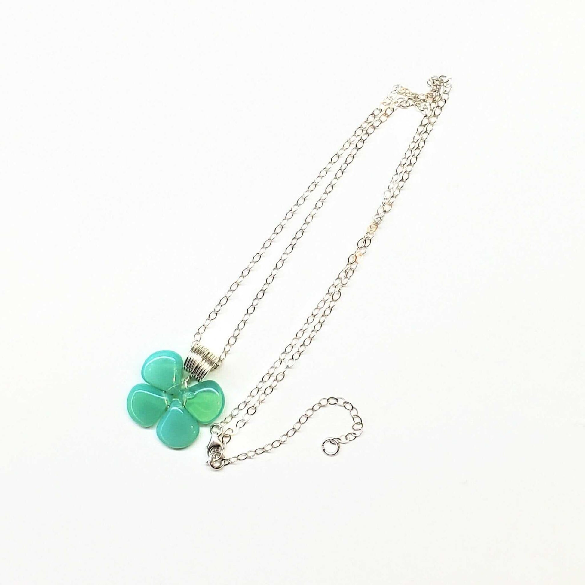 Mint Green Beaded Clover Necklace