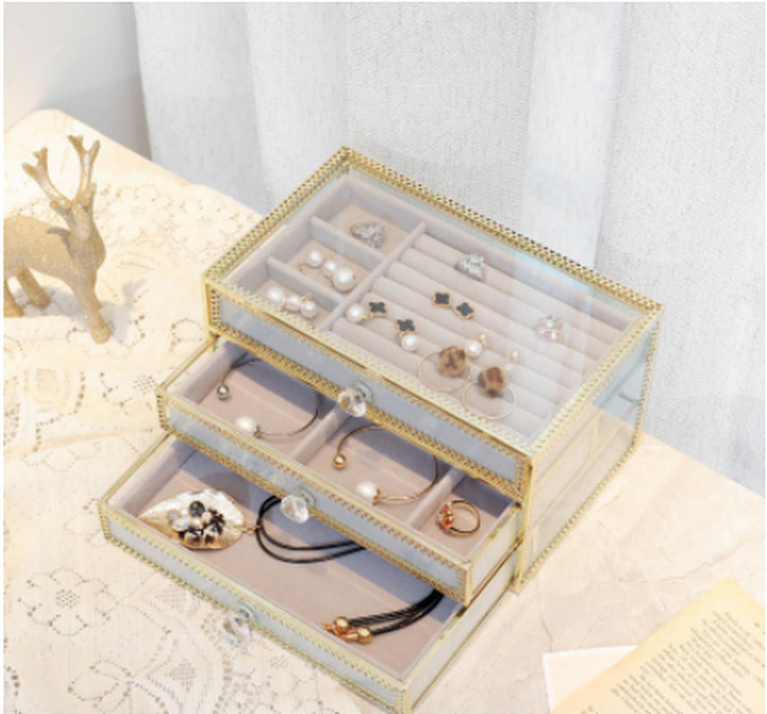 Vintage Copper Glass Desktop Storage Box