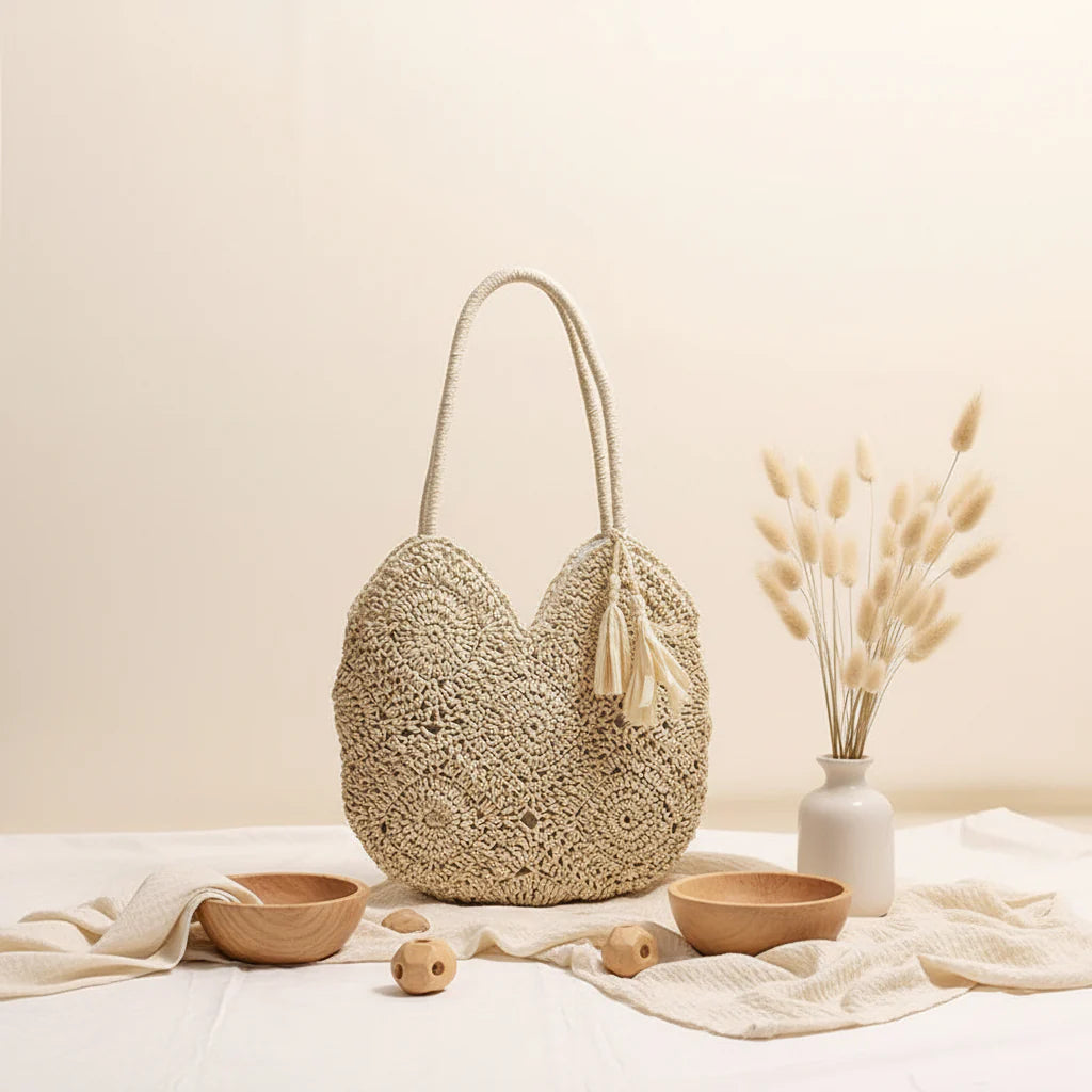 Large Capacity Straw Bag Shoulder Woven Bag