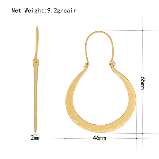 New Vintage Golden Hoop Earrings for Women Female Korean Metal Unusual Geometric round Drop Earring Trendy Jewelry