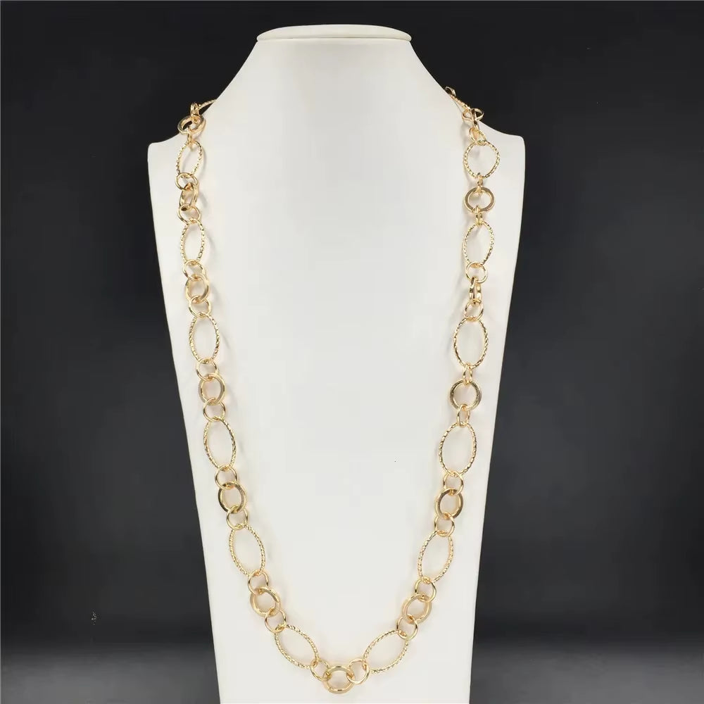 High Quality Layered Necklace Gold Color Fashion Chain with Square Linked Necklace for Women Friendship Jewelry
