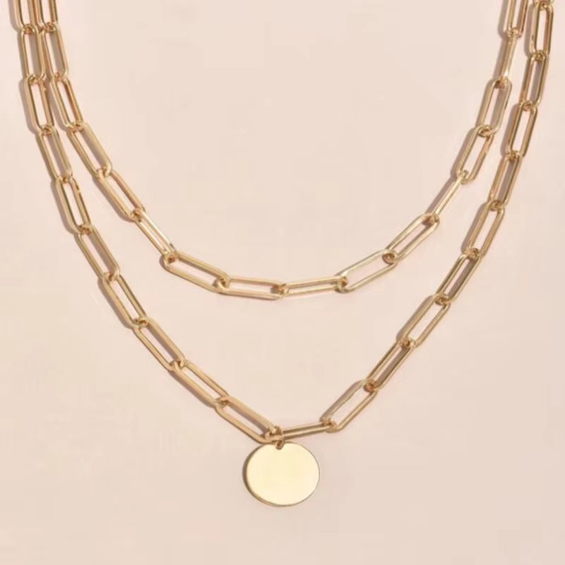 Vintage round Charm Layered Necklace Women'S Jewelry Layered Accessories for Girls Clothing Aesthetic Gifts Fashion Pendant 2022