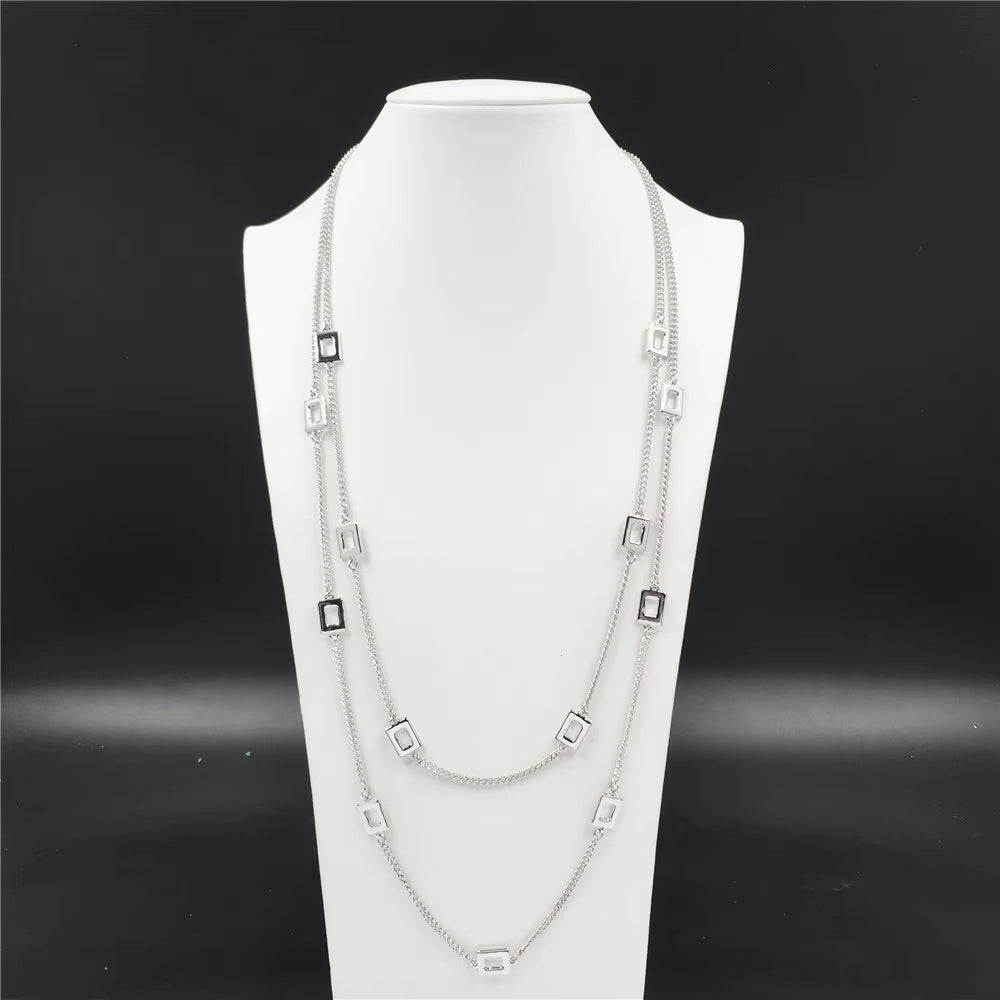 High Quality Layered Necklace Gold Color Fashion Chain with Square Linked Necklace for Women Friendship Jewelry