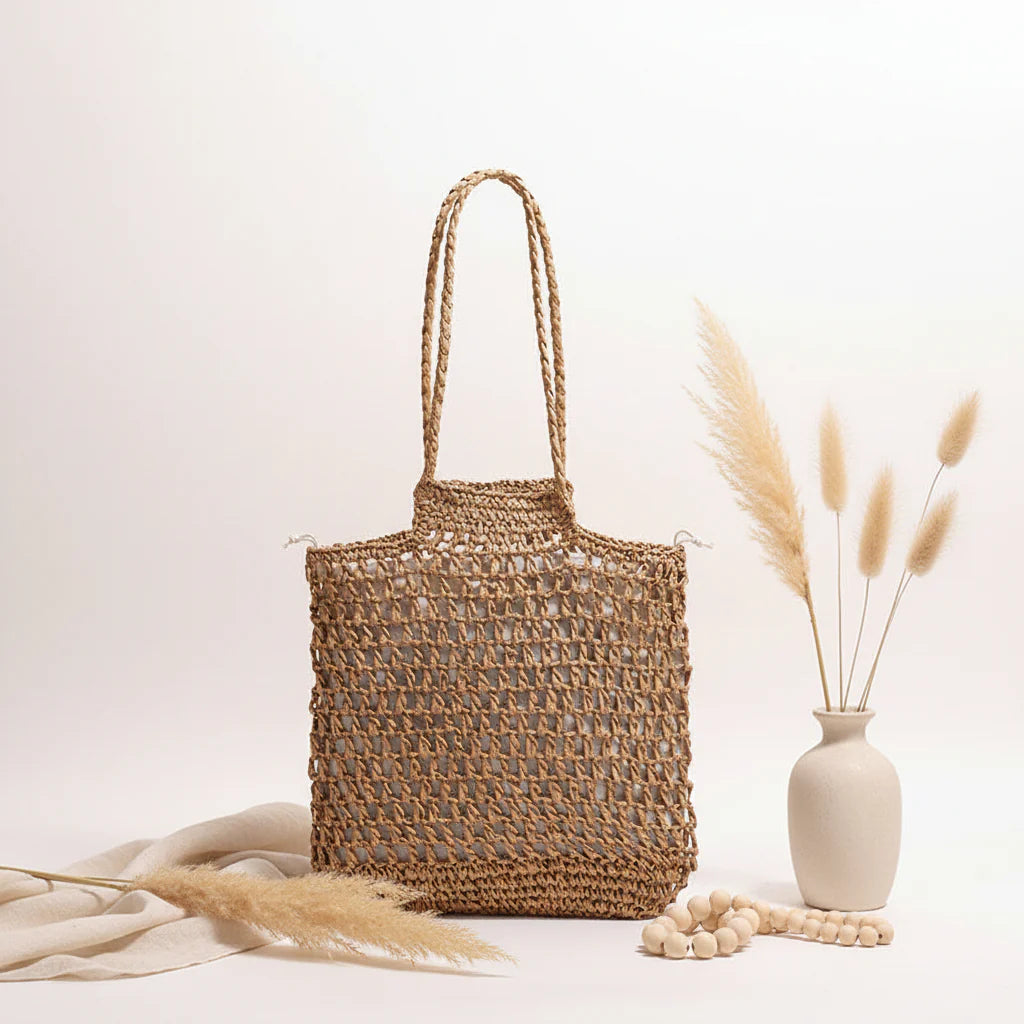 Vacation Beach Bag Shoulder Hollow Out Cutout Out Straw Bag Special Interest Design