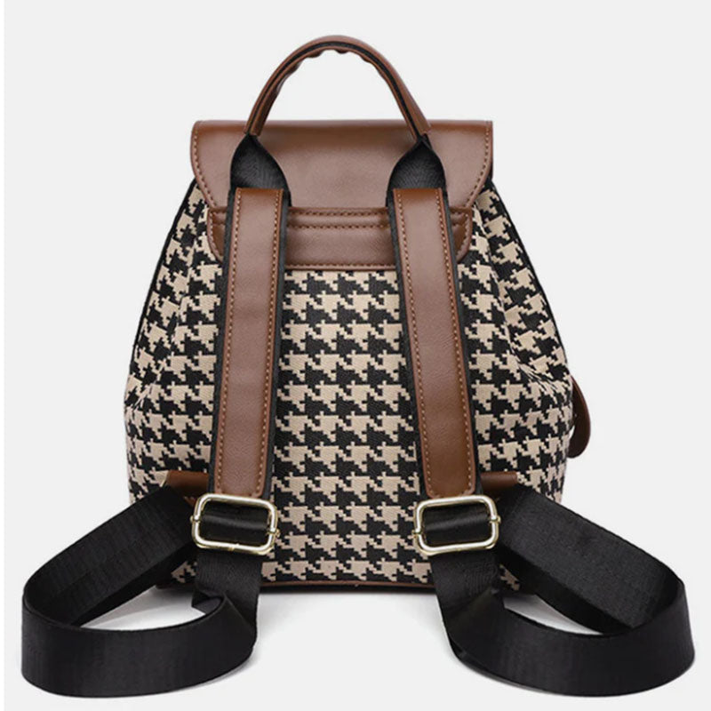 Stylish Houndstooth Backpack for Women - High Capacity Travel Bag for Girls
