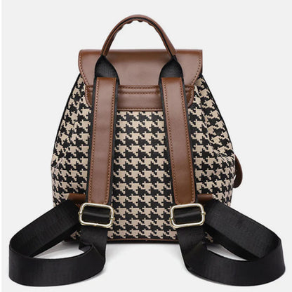 Stylish Houndstooth Backpack for Women - High Capacity Travel Bag for Girls