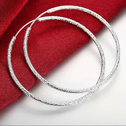925 Sterling Silver Hoop Earring for Women 35/50/60MM Big round Circle Earrings Jewelry Gift