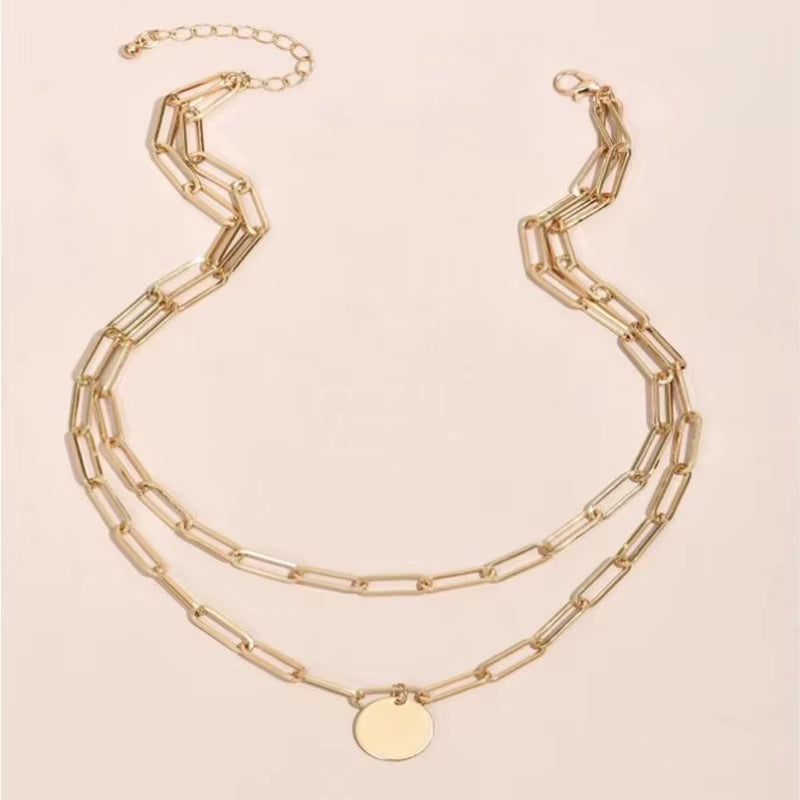 Vintage round Charm Layered Necklace Women'S Jewelry Layered Accessories for Girls Clothing Aesthetic Gifts Fashion Pendant 2022